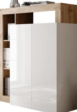 Home affaire Sekretär »Hamburg Breite 108 cm, Höhe 126 cm, 2 Türen, PC-Schrank, Home-Office,« dekorativer Rahmen, Tastaturauszug, Stauraum, Multifunktional