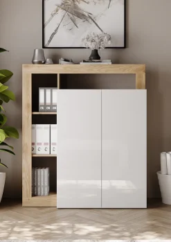 Home affaire Sekretär »Hamburg Breite 108 cm, Höhe 126 cm, 2 Türen, PC-Schrank, Home-Office,« dekorativer Rahmen, Tastaturauszug, Stauraum, Multifunktional