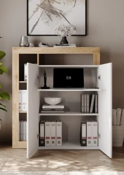 Home affaire Sekretär »Hamburg Breite 108 cm, Höhe 126 cm, 2 Türen, PC-Schrank, Home-Office,« dekorativer Rahmen, Tastaturauszug, Stauraum, Multifunktional