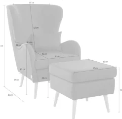 Home affaire Sessel »Sallito, TV-Sessel, Ohrensessel mit« Hocker, in vielen Bezugsqualitäten, auch in Samtcord