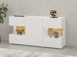 Home affaire Sideboard »Ava, Breite 120 cm, hängend und stehend montierbar« moderne grifflose Kommode, Anrichte, 3Türen, Eckverglasung