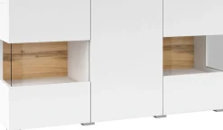 Home affaire Sideboard »Ava, Breite 120 cm, hängend und stehend montierbar« moderne grifflose Kommode, Anrichte, 3Türen, Eckverglasung