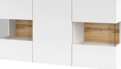 Home affaire Sideboard »Ava, Breite 120 cm, hängend und stehend montierbar« moderne grifflose Kommode, Anrichte, 3Türen, Eckverglasung