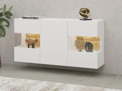 Home affaire Sideboard »Ava, Breite 120 cm, hängend und stehend montierbar« moderne grifflose Kommode, Anrichte, 3Türen, Eckverglasung