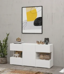 Home affaire Sideboard »Ava, Breite 120 cm, hängend und stehend montierbar« moderne grifflose Kommode, Anrichte, 3Türen, Eckverglasung