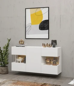 Home affaire Sideboard »Ava, Breite 120 cm, hängend und stehend montierbar« moderne grifflose Kommode, Anrichte, 3Türen, Eckverglasung