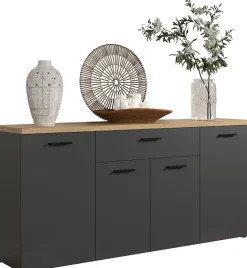 Home affaire Sideboard »Bajo« 1 Stk. tlg. Kommode mit 4 Türen und 1 Schubkasten – (B/T/H) 180/42/85 cm