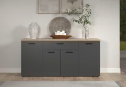 Home affaire Sideboard »Bajo« 1 Stk. tlg. Kommode mit 4 Türen und 1 Schubkasten – (B/T/H) 180/42/85 cm