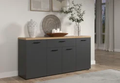 Home affaire Sideboard »Bajo« 1 Stk. tlg. Kommode mit 4 Türen und 1 Schubkasten – (B/T/H) 180/42/85 cm