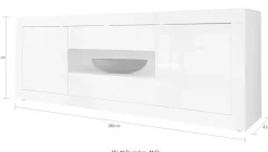 Home affaire Sideboard »Basic Breite 240 cm, Kommode 2 Türen, 2 Schubkästen, Anrichte,« Weiss HochglanzLack, Metallgriff, moderne Rahmenoptik, viel Stauraum,