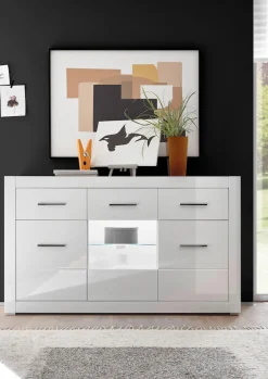 Home affaire Sideboard »Bianco, moderner Schrank, Kommode in Weiß Hochglanz« silberne Metallgriffe, ausreichend Stauraum, zeitlos, 164 cm breit
