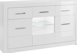 Home affaire Sideboard »Bianco, moderner Schrank, Kommode in Weiß Hochglanz« silberne Metallgriffe, ausreichend Stauraum, zeitlos, 164 cm breit