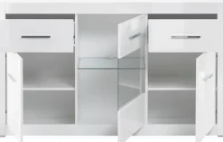 Home affaire Sideboard »Bianco, moderner Schrank, Kommode in Weiß Hochglanz« silberne Metallgriffe, ausreichend Stauraum, zeitlos, 164 cm breit