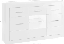Home affaire Sideboard »Bianco, moderner Schrank, Kommode in Weiß Hochglanz« silberne Metallgriffe, ausreichend Stauraum, zeitlos, 164 cm breit