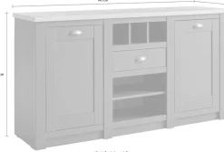 Home affaire Sideboard »Cambridge, moderner Schrank, Kommode im Landhausstil« ausreichend Stauraum, messingfarbene Metallgriffe, 145 cm breit