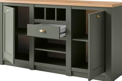 Home affaire Sideboard »Cambridge, moderner Schrank, Kommode im Landhausstil« ausreichend Stauraum, messingfarbene Metallgriffe, 145 cm breit
