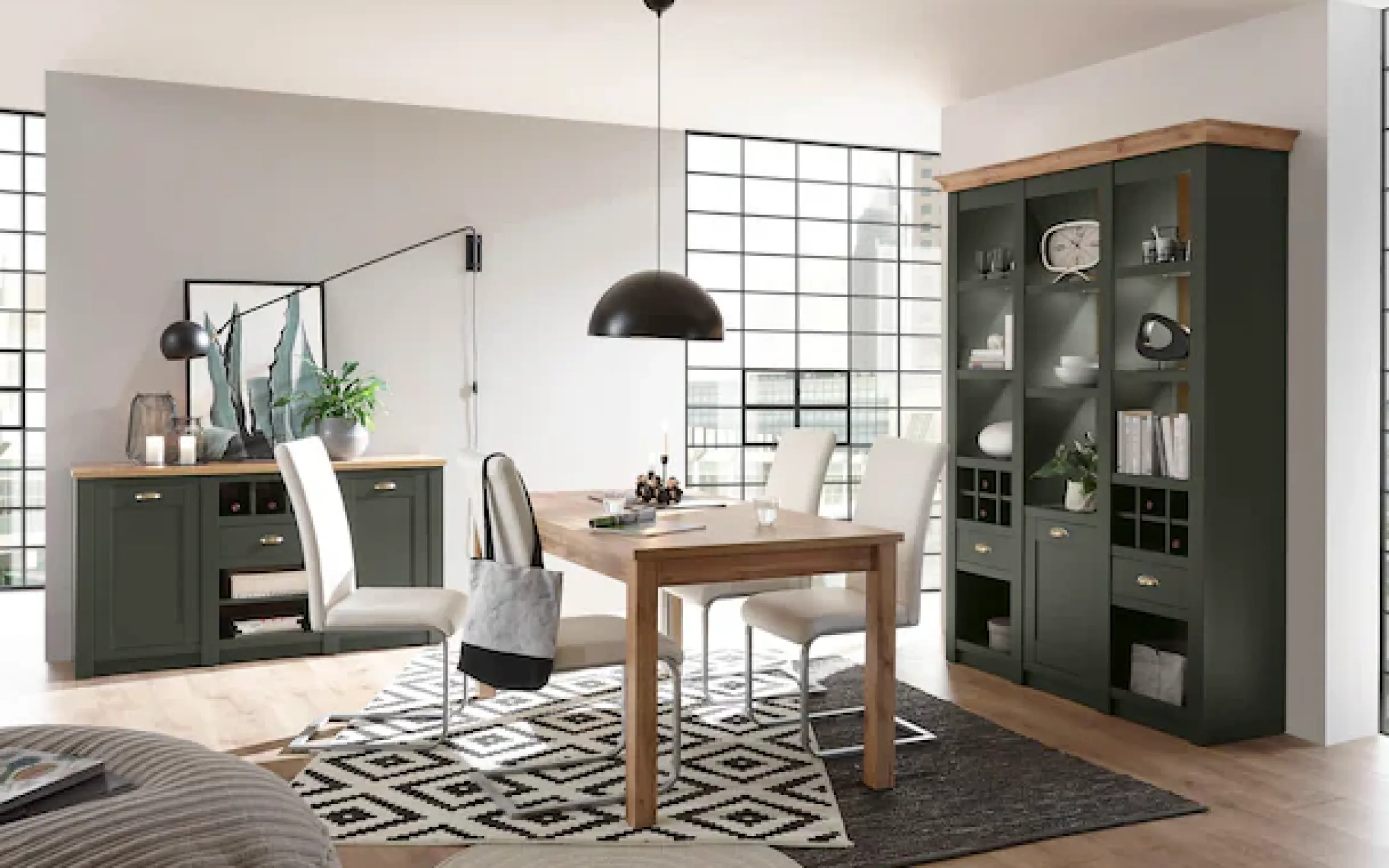 Home affaire Sideboard »Cambridge, moderner Schrank, Kommode im Landhausstil« ausreichend Stauraum, messingfarbene Metallgriffe, 145 cm breit