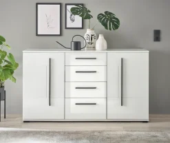 Home affaire Sideboard »Cantara, moderner Schrank, Kommode in Eiche Evoke, Weiß oder Kaschmir« schwarze Stangengriffe, ausreichend Stauraum, vielseitig einsetzbar