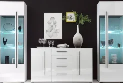 Home affaire Sideboard »Cantara, moderner Schrank, Kommode in Eiche Evoke, Weiß oder Kaschmir« schwarze Stangengriffe, ausreichend Stauraum, vielseitig einsetzbar
