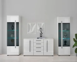 Home affaire Sideboard »Cantara, moderner Schrank, Kommode in Eiche Evoke, Weiß oder Kaschmir« schwarze Stangengriffe, ausreichend Stauraum, vielseitig einsetzbar