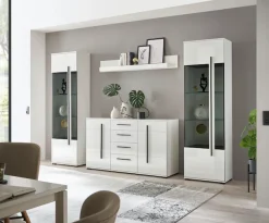 Home affaire Sideboard »Cantara, moderner Schrank, Kommode in Eiche Evoke, Weiß oder Kaschmir« schwarze Stangengriffe, ausreichend Stauraum, vielseitig einsetzbar