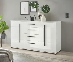 Home affaire Sideboard »Cantara, moderner Schrank, Kommode in Eiche Evoke, Weiß oder Kaschmir« schwarze Stangengriffe, ausreichend Stauraum, vielseitig einsetzbar