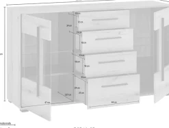 Home affaire Sideboard »Cantara, moderner Schrank, Kommode in Eiche Evoke, Weiß oder Kaschmir« schwarze Stangengriffe, ausreichend Stauraum, vielseitig einsetzbar