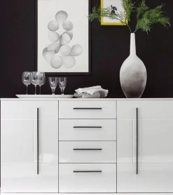 Home affaire Sideboard »Cantara, moderner Schrank, Kommode in Eiche Evoke, Weiß oder Kaschmir« schwarze Stangengriffe, ausreichend Stauraum, vielseitig einsetzbar