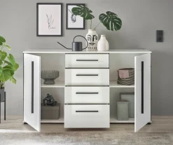 Home affaire Sideboard »Cantara, moderner Schrank, Kommode in Eiche Evoke, Weiß oder Kaschmir« schwarze Stangengriffe, ausreichend Stauraum, vielseitig einsetzbar