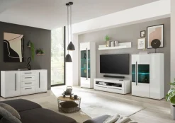 Home affaire Sideboard »Cantara, moderner Schrank, Kommode in Eiche Evoke, Weiß oder Kaschmir« schwarze Stangengriffe, ausreichend Stauraum, vielseitig einsetzbar