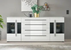 Home affaire Sideboard »Cantara, moderner Schrank, Kommode in Eiche Evoke, Weiß oder Kaschmir« schwarze Stangengriffe, ausreichend Stauraum, vielseitig einsetzbar