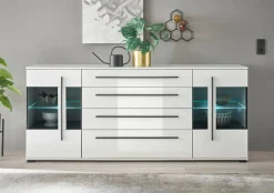 Home affaire Sideboard »Cantara, moderner Schrank, Kommode in Eiche Evoke, Weiß oder Kaschmir« schwarze Stangengriffe, ausreichend Stauraum, vielseitig einsetzbar