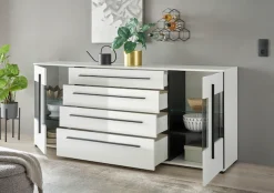 Home affaire Sideboard »Cantara, moderner Schrank, Kommode in Eiche Evoke, Weiß oder Kaschmir« schwarze Stangengriffe, ausreichend Stauraum, vielseitig einsetzbar