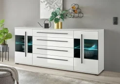 Home affaire Sideboard »Cantara, moderner Schrank, Kommode in Eiche Evoke, Weiß oder Kaschmir« schwarze Stangengriffe, ausreichend Stauraum, vielseitig einsetzbar