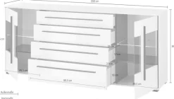 Home affaire Sideboard »Cantara, moderner Schrank, Kommode in Eiche Evoke, Weiß oder Kaschmir« schwarze Stangengriffe, ausreichend Stauraum, vielseitig einsetzbar