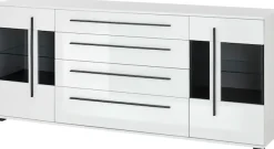 Home affaire Sideboard »Cantara, moderner Schrank, Kommode in Eiche Evoke, Weiß oder Kaschmir« schwarze Stangengriffe, ausreichend Stauraum, vielseitig einsetzbar