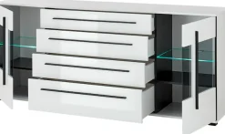 Home affaire Sideboard »Cantara, moderner Schrank, Kommode in Eiche Evoke, Weiß oder Kaschmir« schwarze Stangengriffe, ausreichend Stauraum, vielseitig einsetzbar