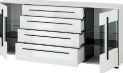 Home affaire Sideboard »Cantara, moderner Schrank, Kommode in Eiche Evoke, Weiß oder Kaschmir« schwarze Stangengriffe, ausreichend Stauraum, vielseitig einsetzbar