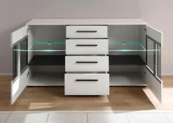 Home affaire Sideboard »Cantara, moderner Schrank, Kommode in Eiche Evoke, Weiß oder Kaschmir« schwarze Stangengriffe, ausreichend Stauraum, vielseitig einsetzbar
