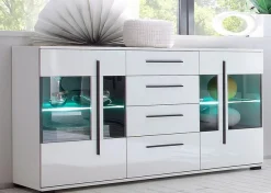Home affaire Sideboard »Cantara, moderner Schrank, Kommode in Eiche Evoke, Weiß oder Kaschmir« schwarze Stangengriffe, ausreichend Stauraum, vielseitig einsetzbar