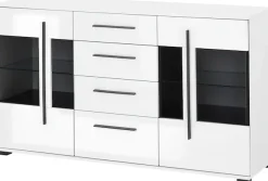 Home affaire Sideboard »Cantara, moderner Schrank, Kommode in Eiche Evoke, Weiß oder Kaschmir« schwarze Stangengriffe, ausreichend Stauraum, vielseitig einsetzbar