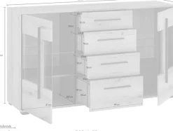 Home affaire Sideboard »Cantara, moderner Schrank, Kommode in Eiche Evoke, Weiß oder Kaschmir« schwarze Stangengriffe, ausreichend Stauraum, vielseitig einsetzbar