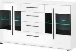 Home affaire Sideboard »Cantara, moderner Schrank, Kommode in Eiche Evoke, Weiß oder Kaschmir« schwarze Stangengriffe, ausreichend Stauraum, vielseitig einsetzbar