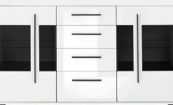 Home affaire Sideboard »Cantara, moderner Schrank, Kommode in Eiche Evoke, Weiß oder Kaschmir« schwarze Stangengriffe, ausreichend Stauraum, vielseitig einsetzbar