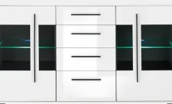 Home affaire Sideboard »Cantara, moderner Schrank, Kommode in Eiche Evoke, Weiß oder Kaschmir« schwarze Stangengriffe, ausreichend Stauraum, vielseitig einsetzbar