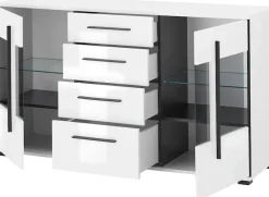 Home affaire Sideboard »Cantara, moderner Schrank, Kommode in Eiche Evoke, Weiß oder Kaschmir« schwarze Stangengriffe, ausreichend Stauraum, vielseitig einsetzbar
