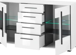 Home affaire Sideboard »Cantara, moderner Schrank, Kommode in Eiche Evoke, Weiß oder Kaschmir« schwarze Stangengriffe, ausreichend Stauraum, vielseitig einsetzbar