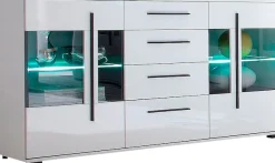 Home affaire Sideboard »Cantara, moderner Schrank, Kommode in Eiche Evoke, Weiß oder Kaschmir« schwarze Stangengriffe, ausreichend Stauraum, vielseitig einsetzbar
