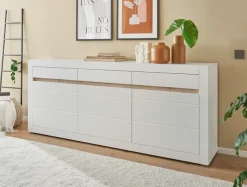 Home affaire Sideboard »Chester, moderne Anrichte, Kommode mit Stauraum, Schrank, Weiß Matt« 1 Stk. tlg. austauschbare Blende in Griffleiste, zeitloses Design, 217 cm breit
