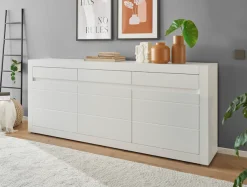 Home affaire Sideboard »Chester, moderne Anrichte, Kommode mit Stauraum, Schrank, Weiß Matt« 1 Stk. tlg. austauschbare Blende in Griffleiste, zeitloses Design, 217 cm breit